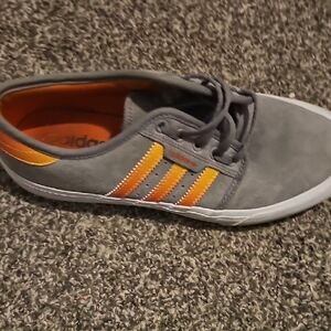 adidas Gray and Orange Sneakers with Stripes and Low-Top Design